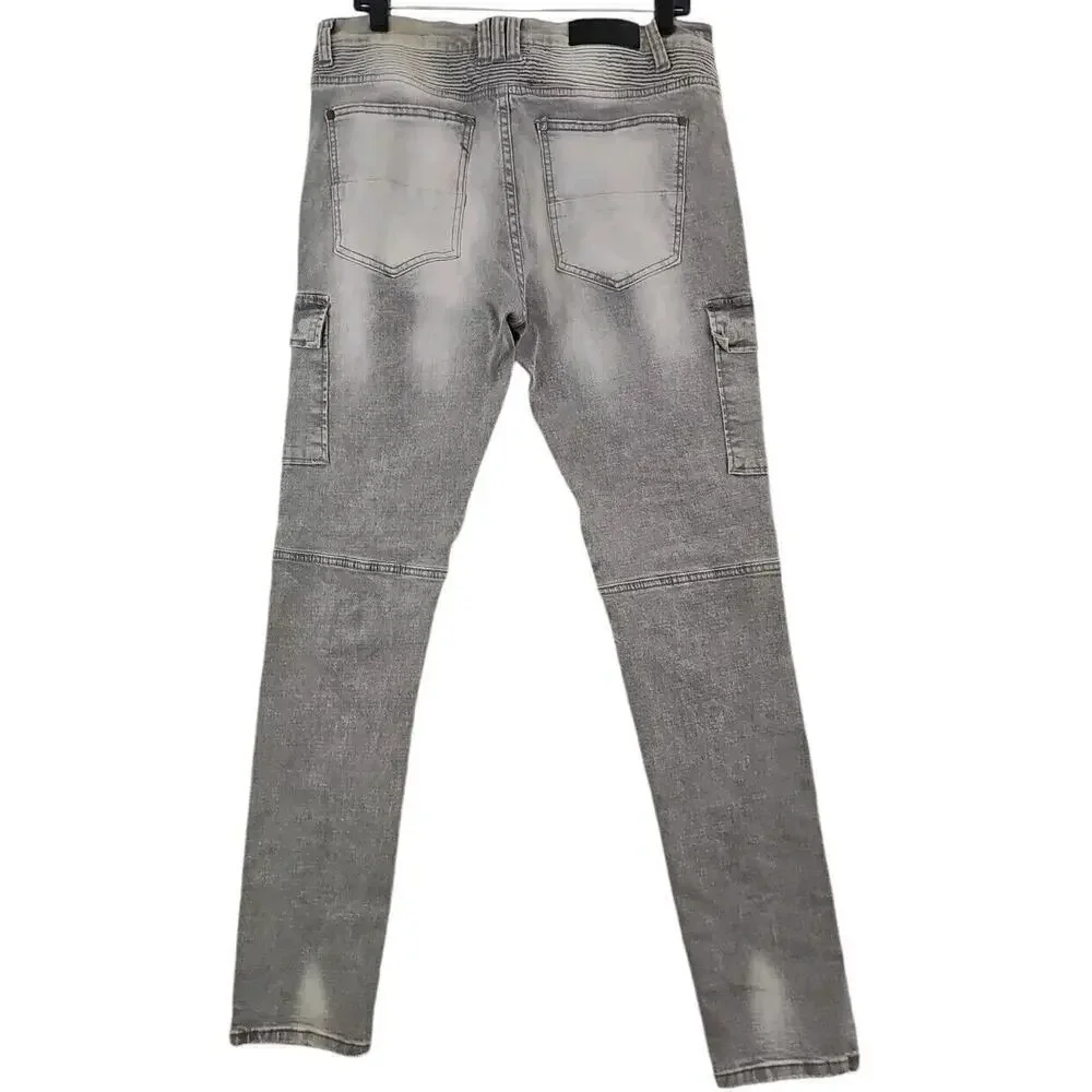 Denim & Supply~Men's Size 36×32 ~Black Light Wash Denim Skinny Jeans Distressed.